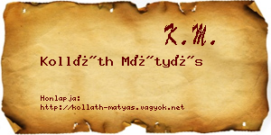 Kolláth Mátyás névjegykártya