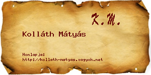 Kolláth Mátyás névjegykártya